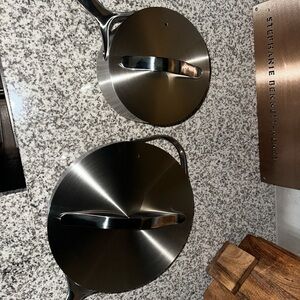 Stainless Steel Cookware Set with Brushed Steel Lids - Silver